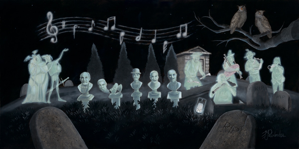 Haunted Mansion “Graveyard Symphony” 12x24 (Oil on Board) by Michael Provenza